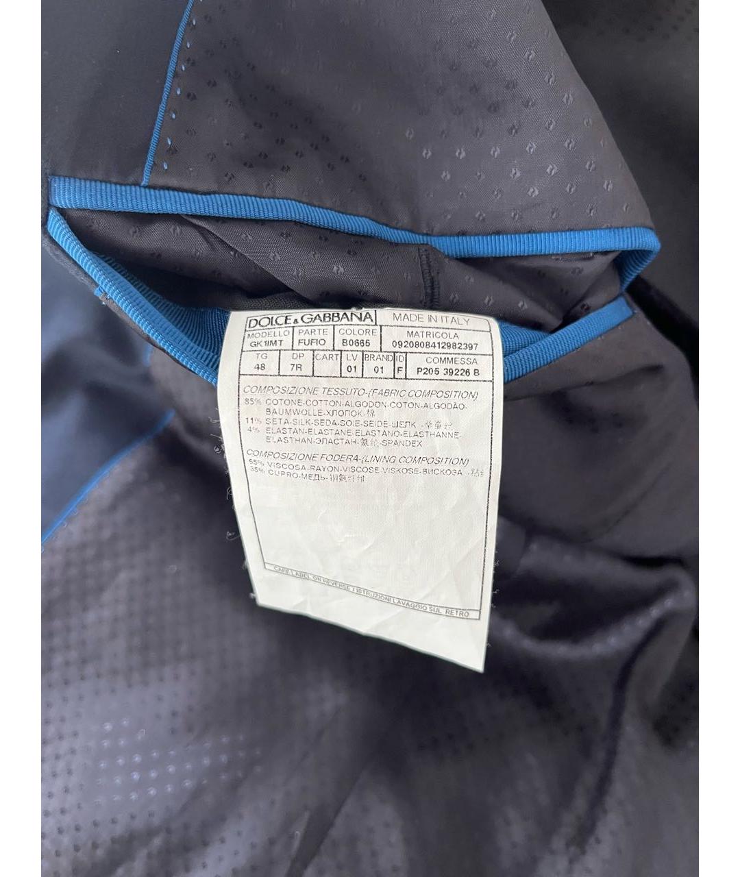 DOLCE&GABBANA Темно-синий хлопковый пиджак, фото 5