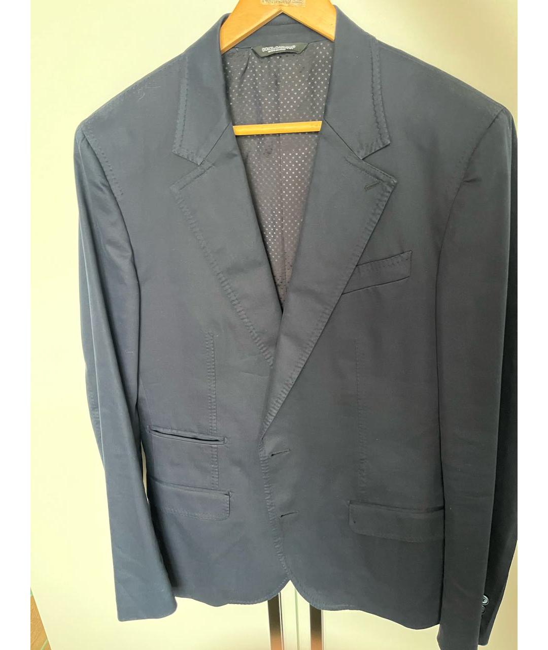 DOLCE&GABBANA Темно-синий хлопковый пиджак, фото 6
