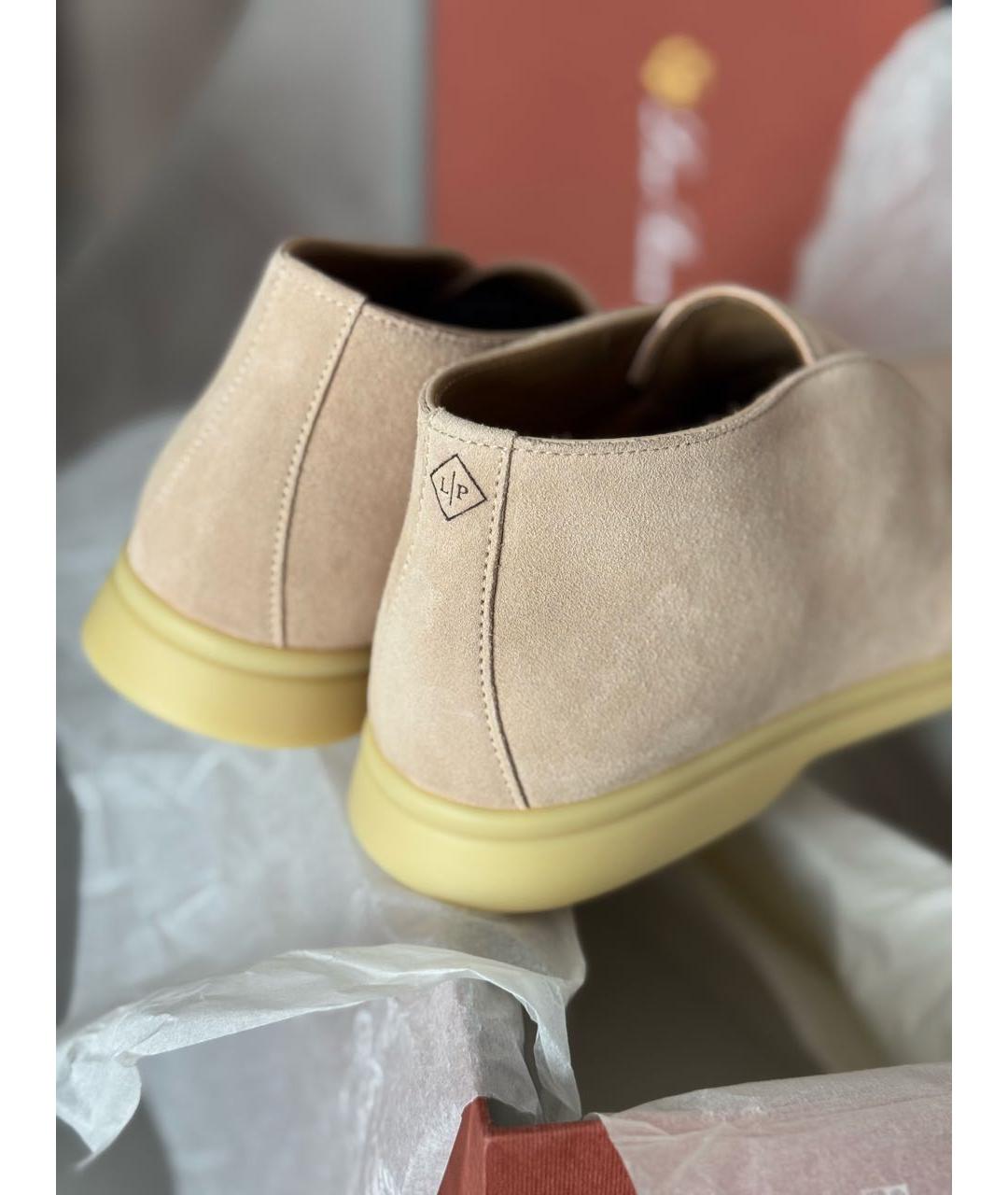 LORO PIANA Бежевые замшевые лоферы, фото 4