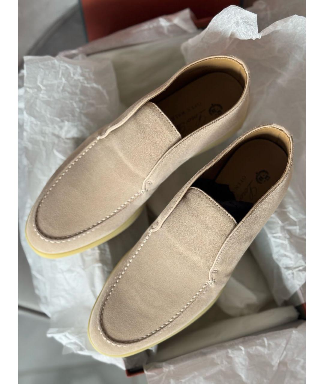 LORO PIANA Бежевые замшевые лоферы, фото 2