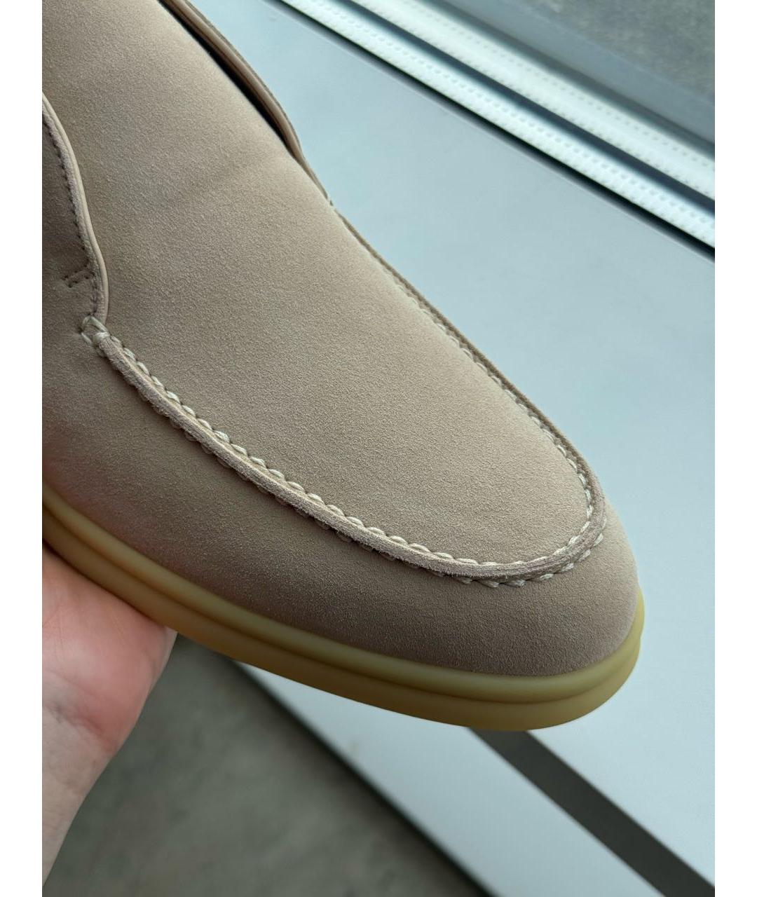 LORO PIANA Бежевые замшевые лоферы, фото 3