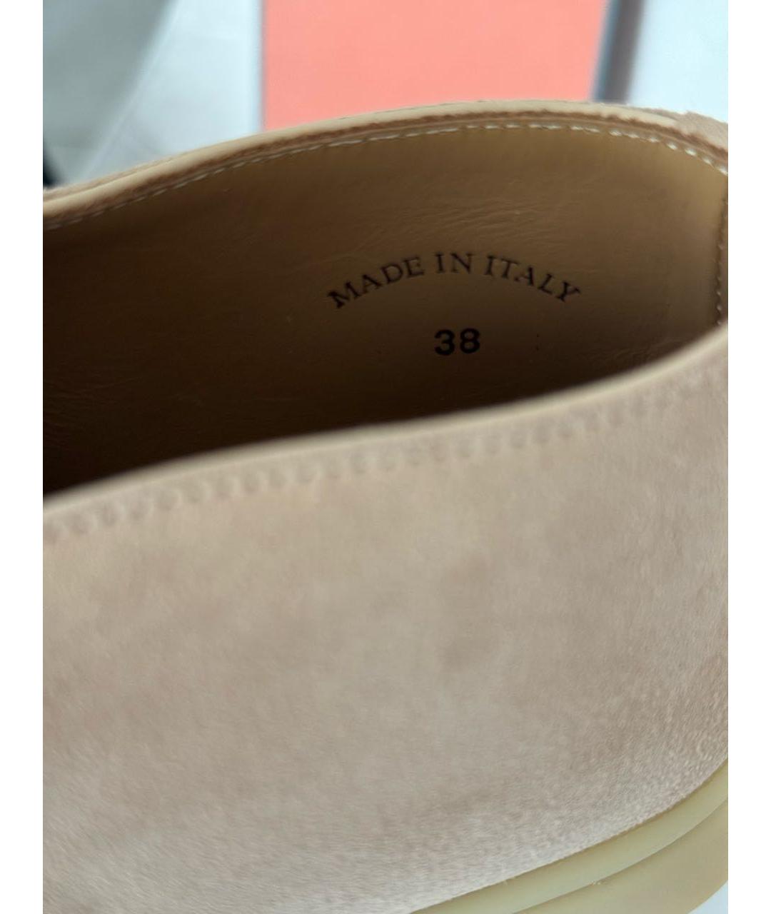 LORO PIANA Бежевые замшевые лоферы, фото 5