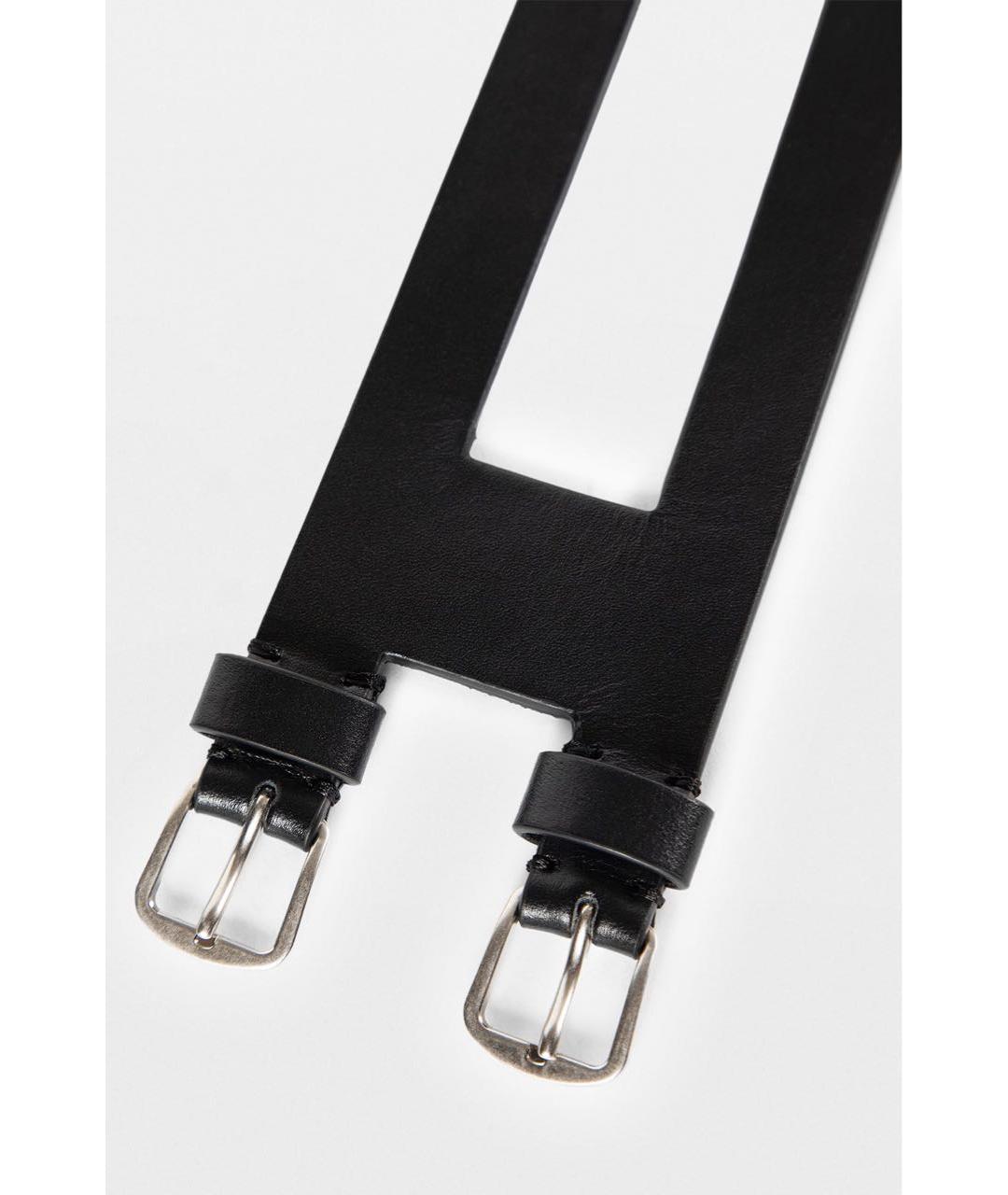 ANN DEMEULEMEESTER Черный кожаный браслет, фото 2