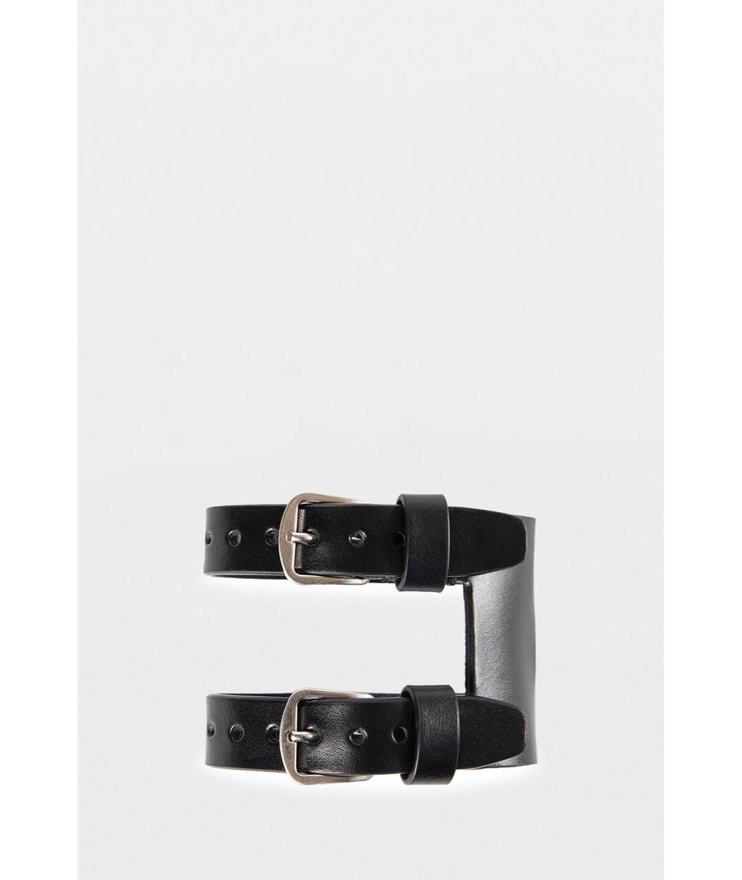 ANN DEMEULEMEESTER Черный кожаный браслет, фото 5