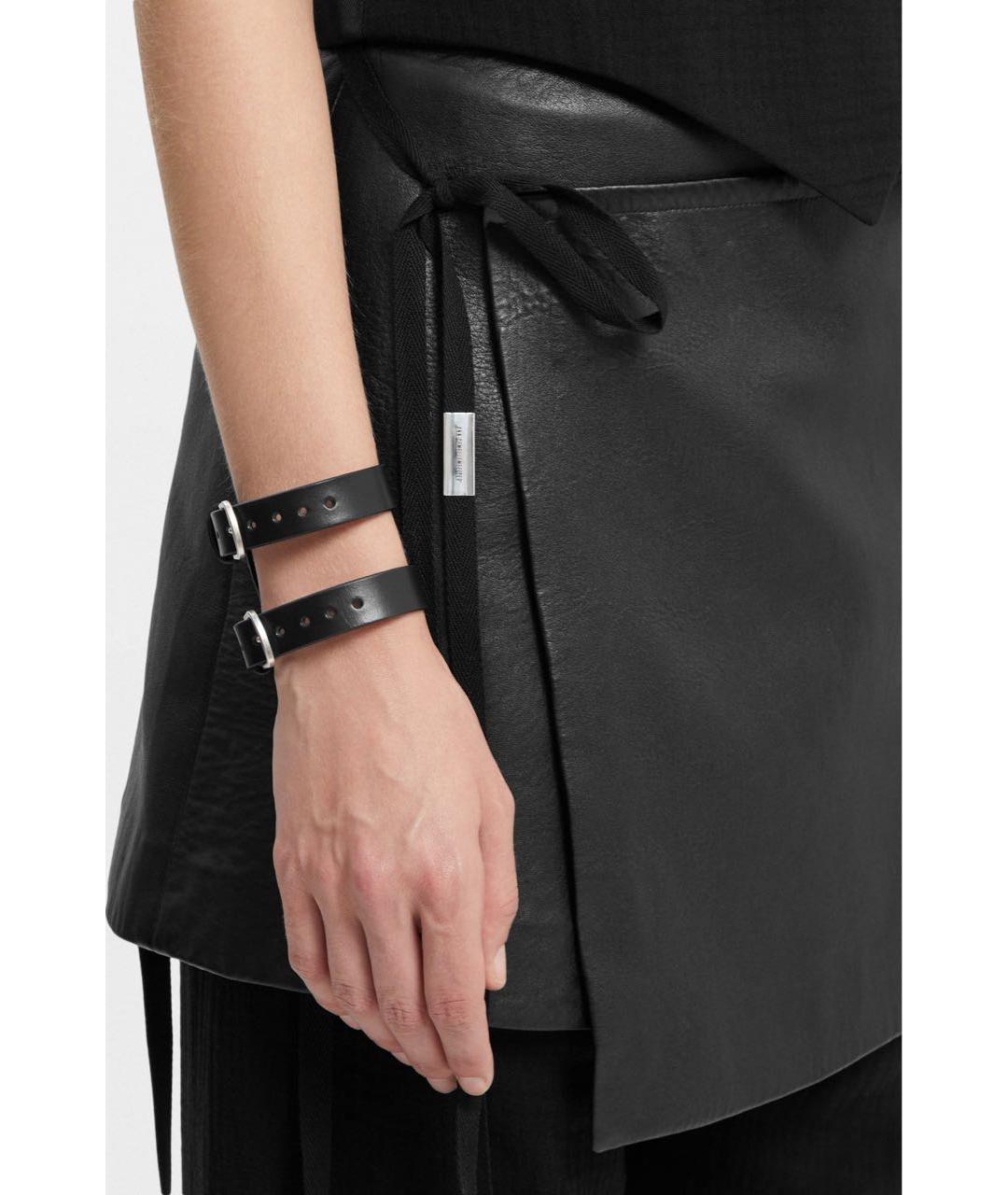 ANN DEMEULEMEESTER Черный кожаный браслет, фото 4