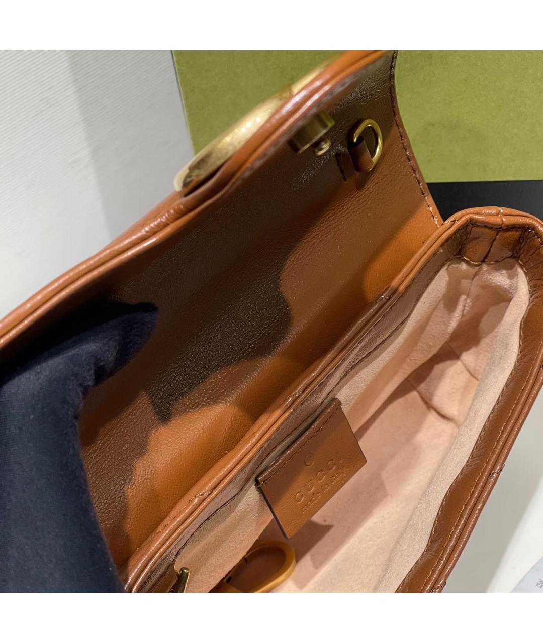 GUCCI Коричневая кожаная сумка через плечо, фото 7