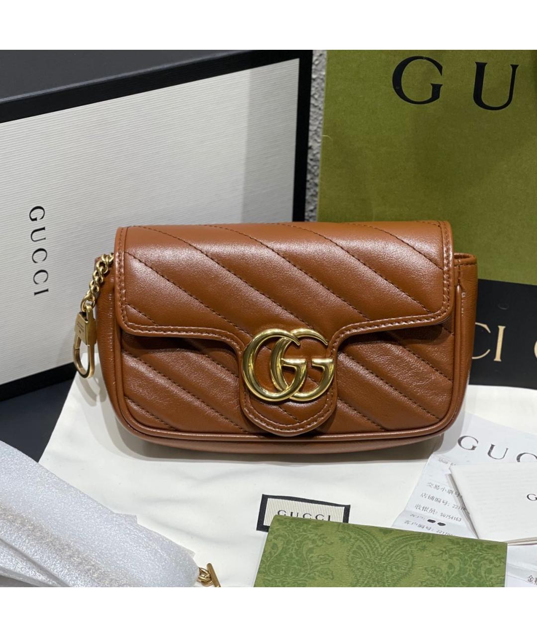 GUCCI Коричневая кожаная сумка через плечо, фото 8