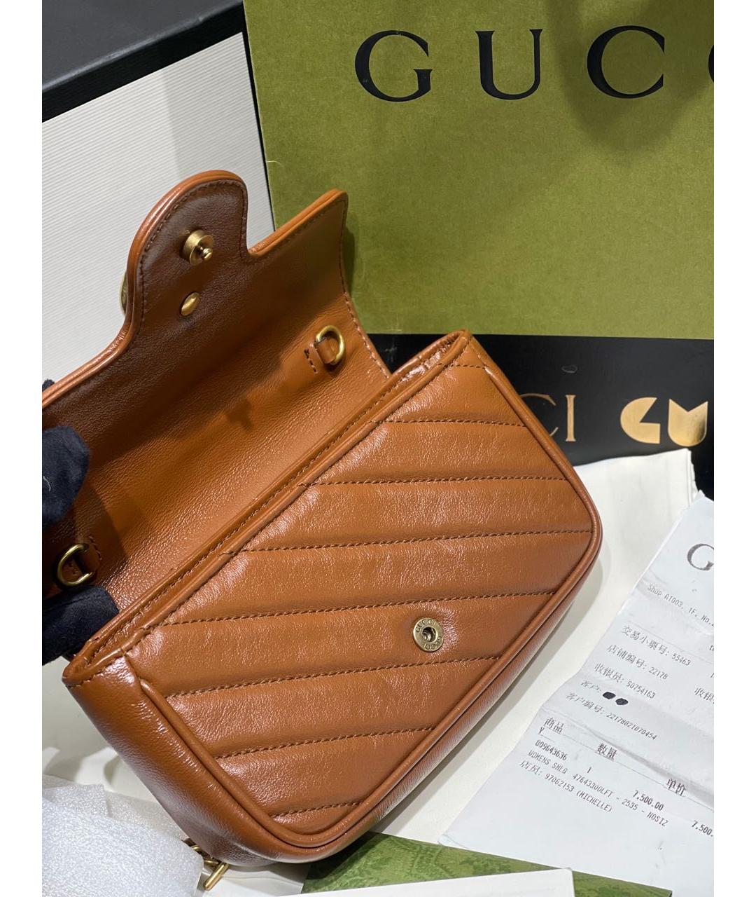 GUCCI Коричневая кожаная сумка через плечо, фото 6