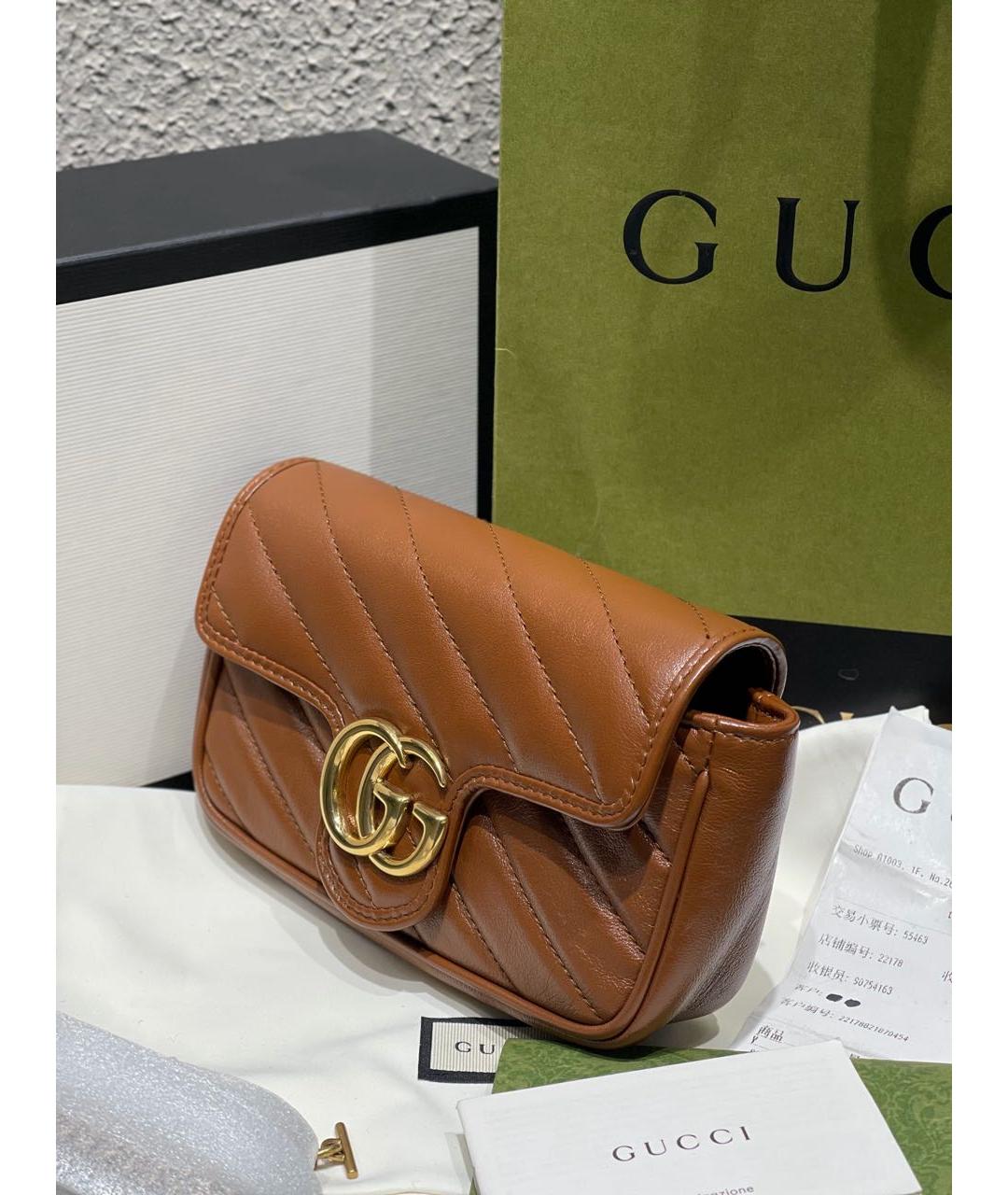 GUCCI Коричневая кожаная сумка через плечо, фото 3