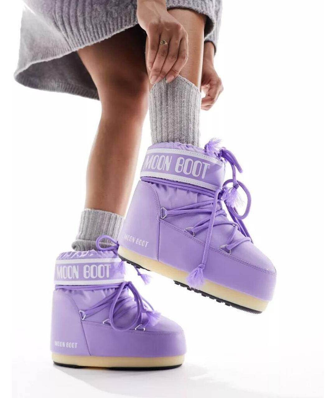 MOON BOOT Фиолетовые синтетические сапоги, фото 5