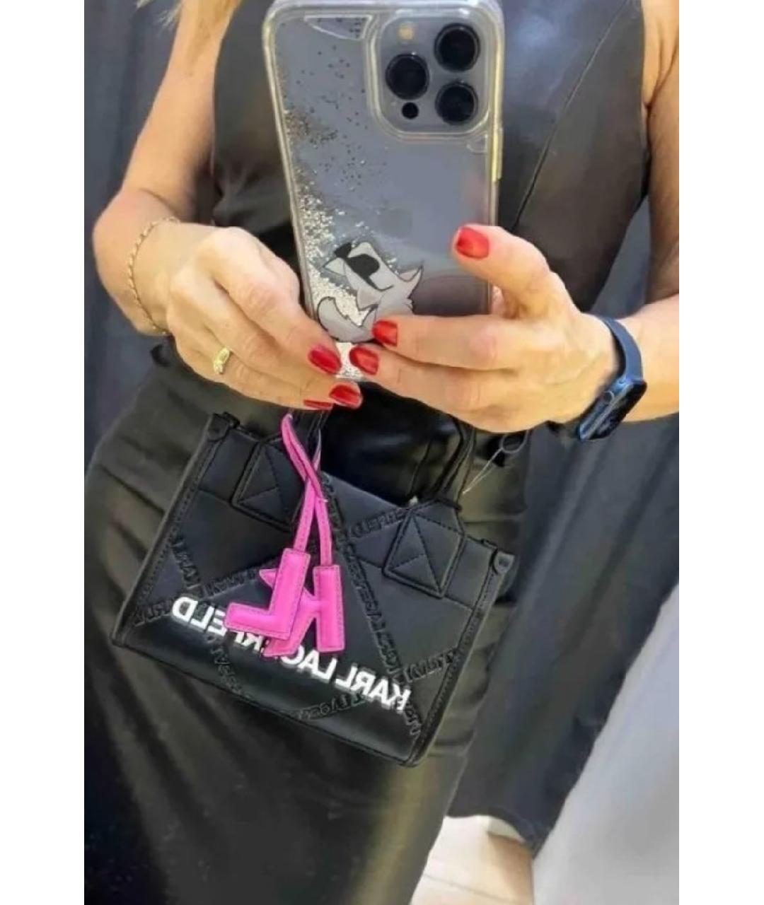 KARL LAGERFELD Черная сумка тоут из искусственной кожи, фото 7