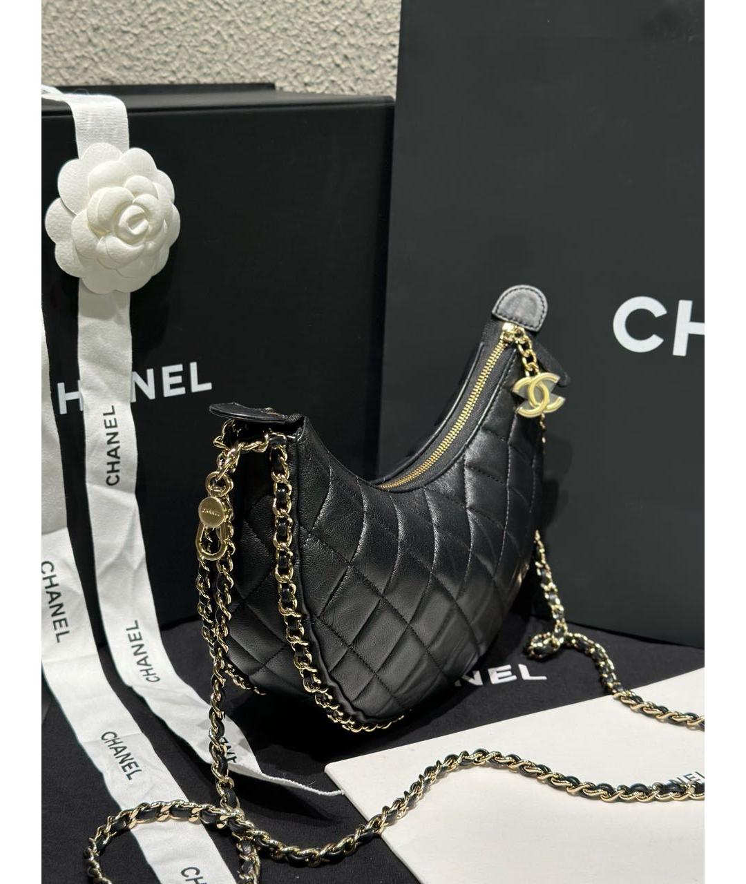 CHANEL Черная кожаная сумка через плечо, фото 3