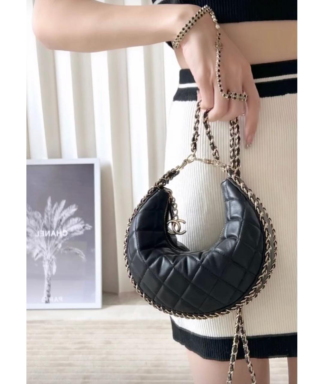 CHANEL Черная кожаная сумка через плечо, фото 8