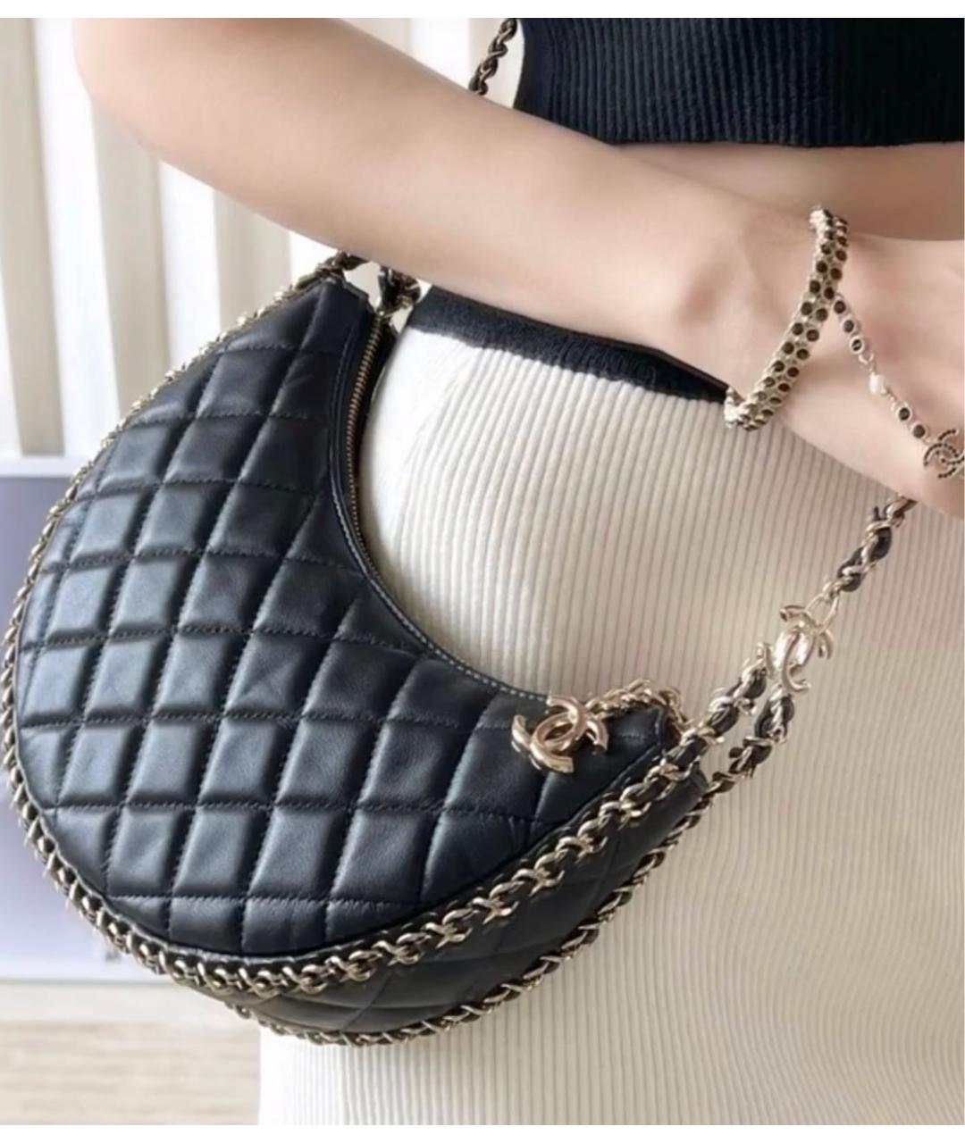 CHANEL Черная кожаная сумка через плечо, фото 7