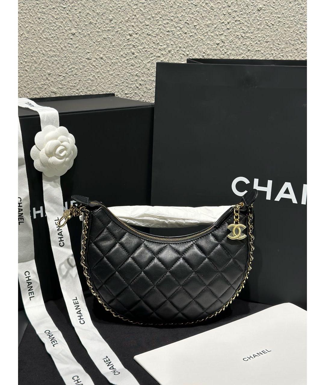 CHANEL Черная кожаная сумка через плечо, фото 9