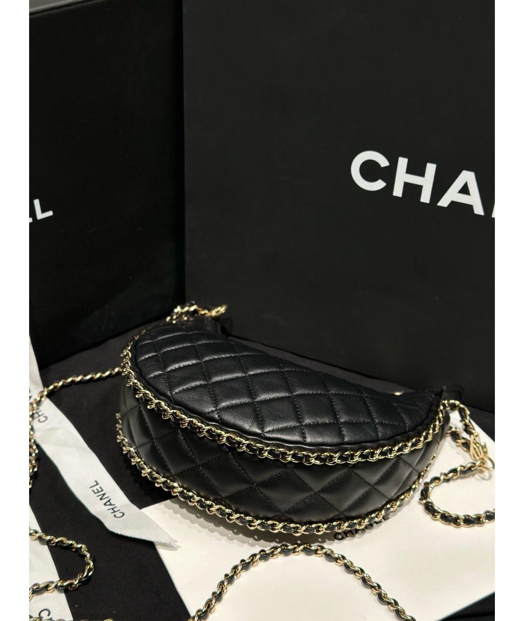 CHANEL Черная кожаная сумка через плечо, фото 5