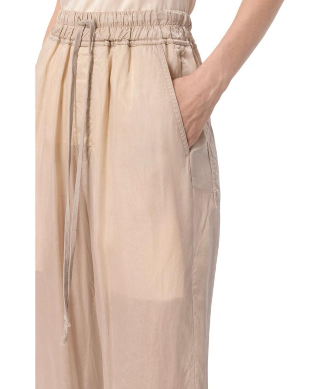 RICK OWENS Бежевые вискозные прямые брюки, фото 4