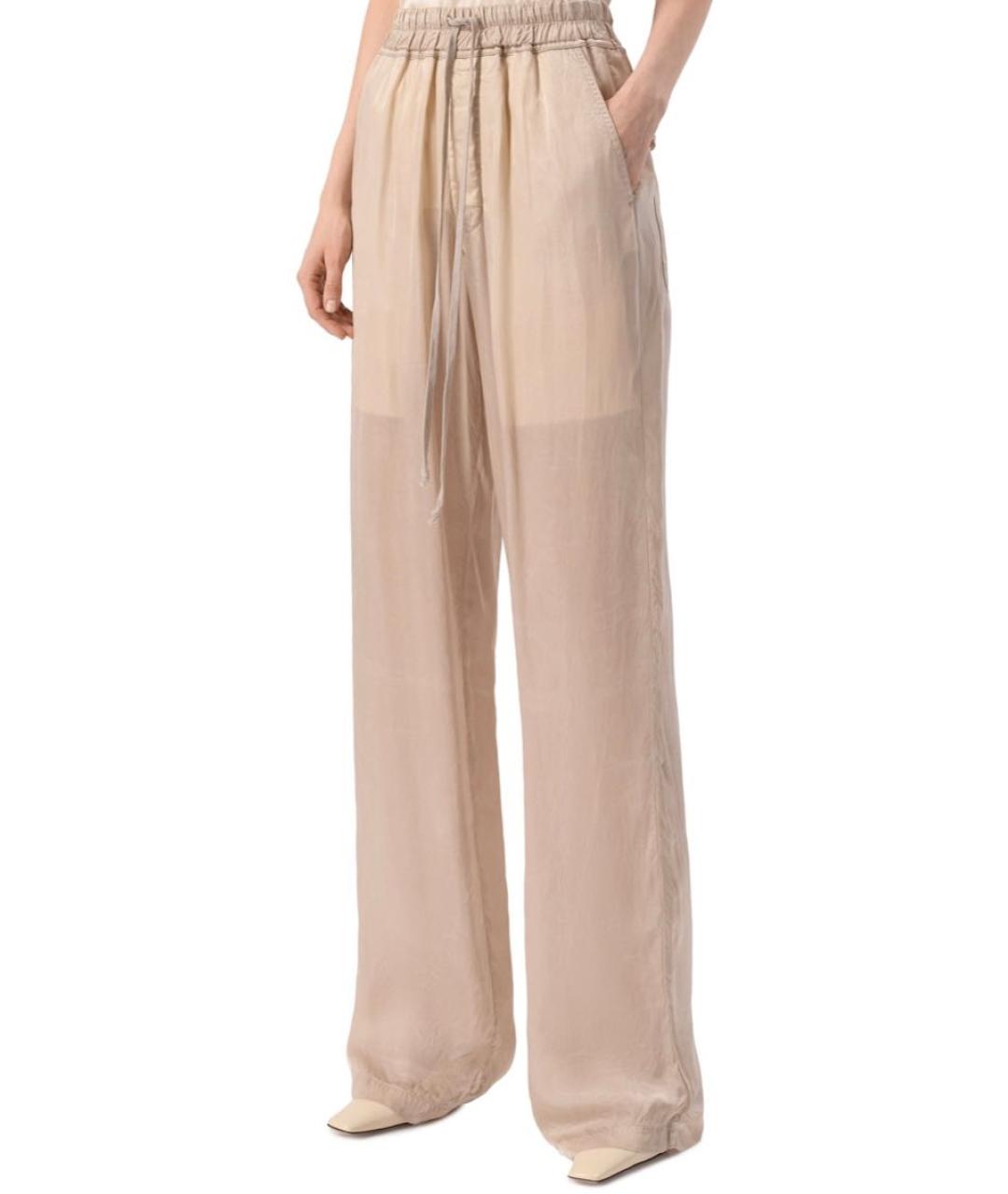 RICK OWENS Бежевые вискозные прямые брюки, фото 2
