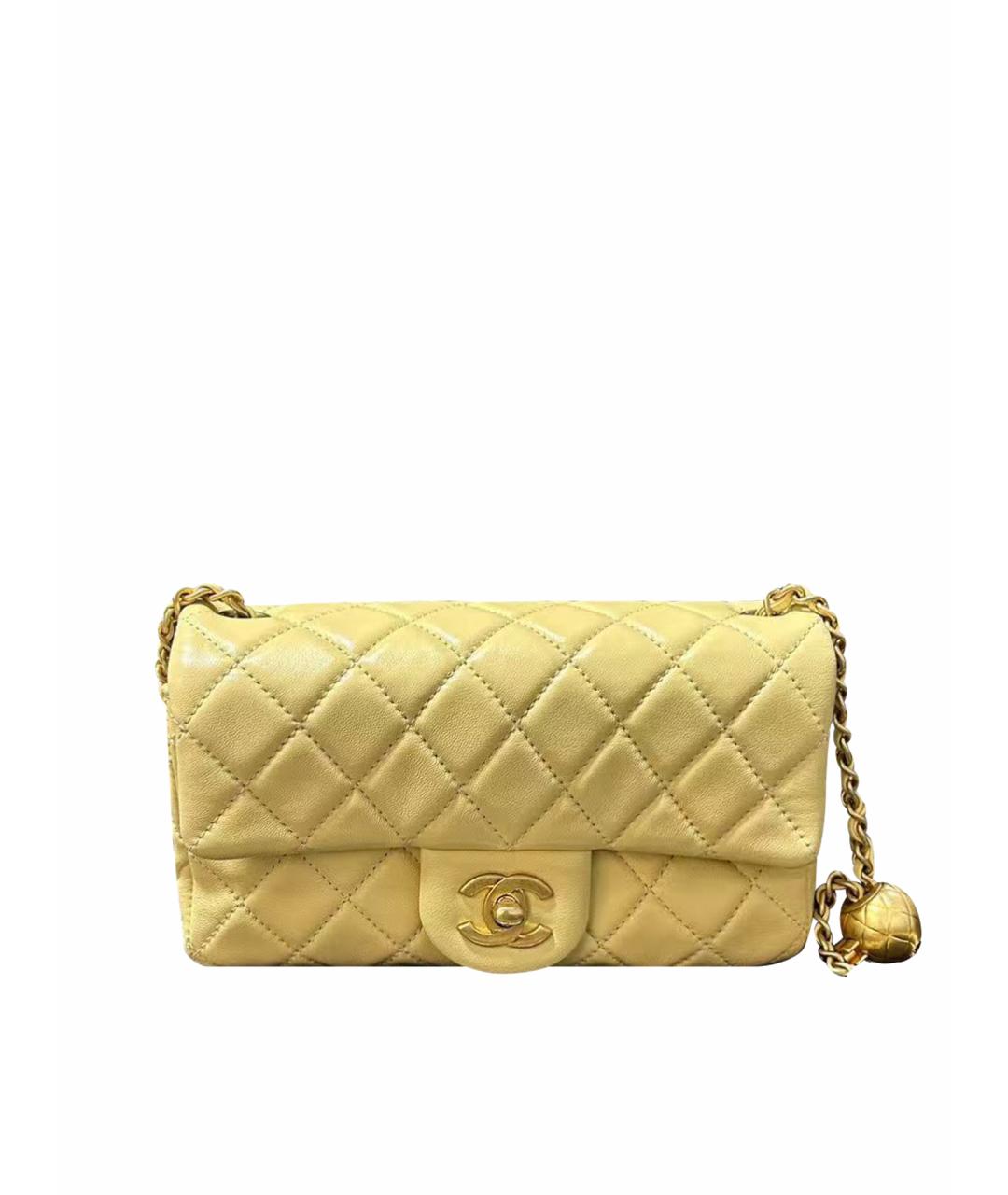 CHANEL Желтая кожаная сумка через плечо, фото 1