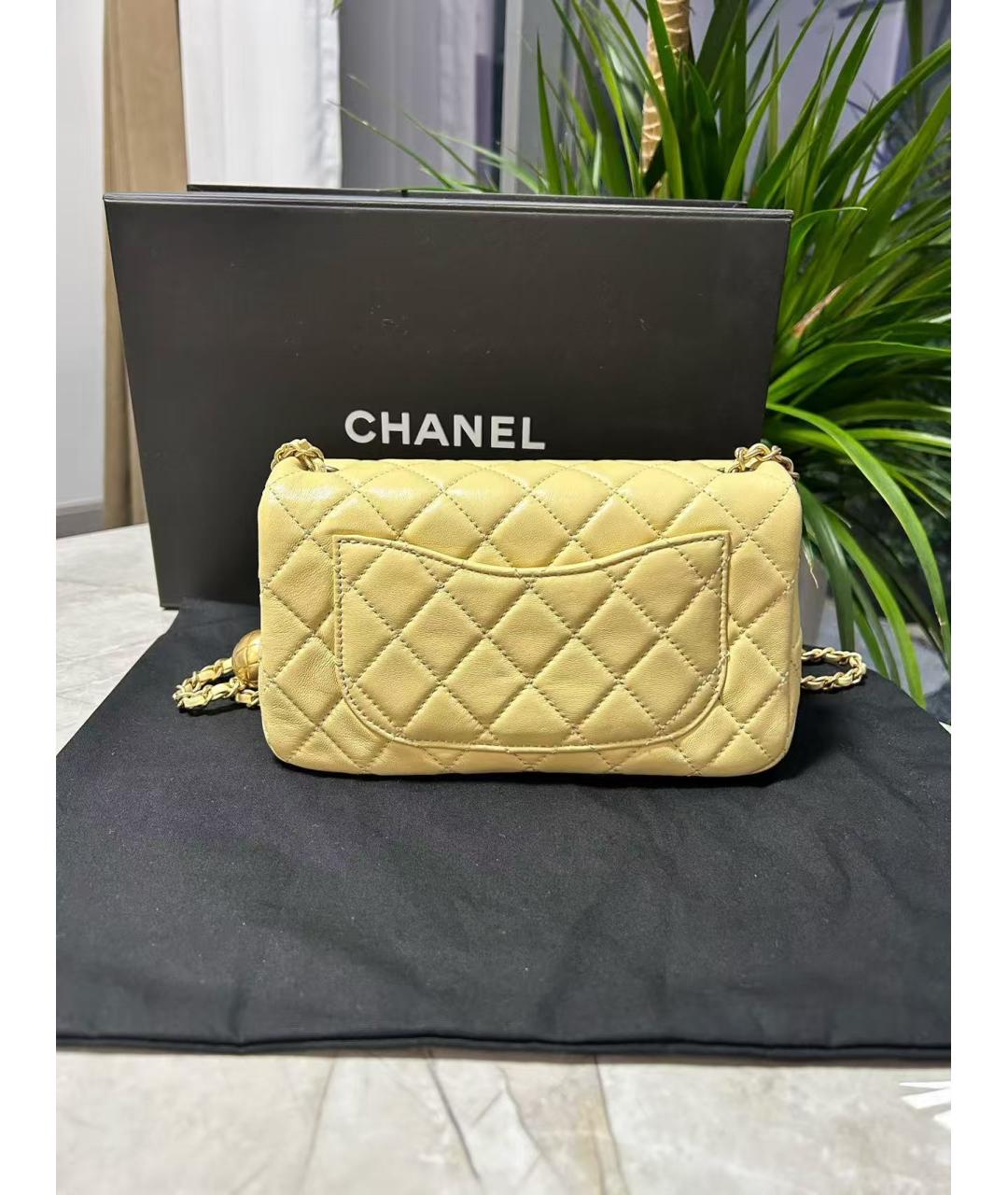 CHANEL Желтая кожаная сумка через плечо, фото 2
