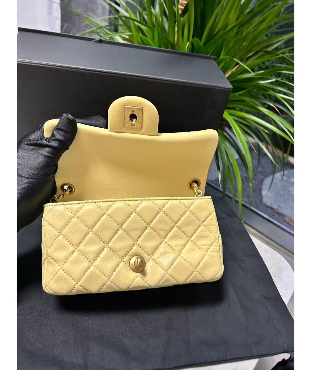 CHANEL Желтая кожаная сумка через плечо, фото 4
