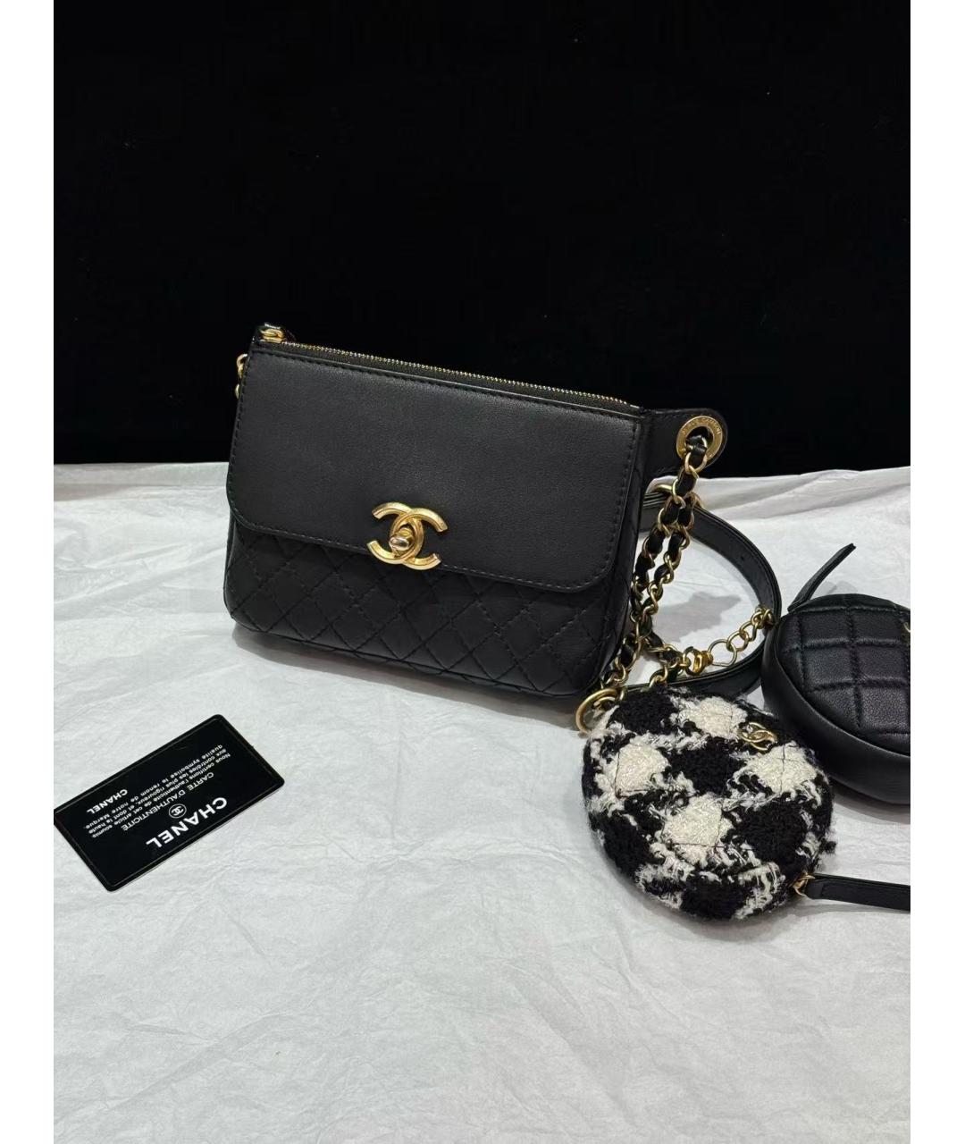 CHANEL Черная кожаная сумка через плечо, фото 4