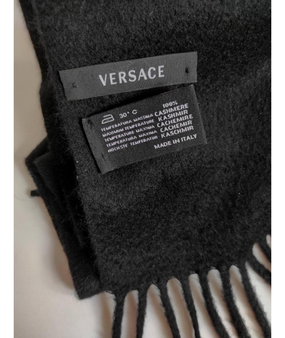 VERSACE Черный кашемировый шарф, фото 3