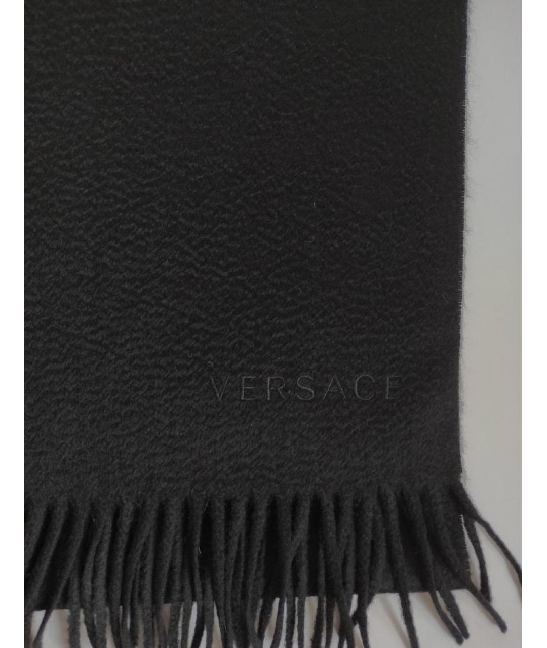 VERSACE Черный кашемировый шарф, фото 4