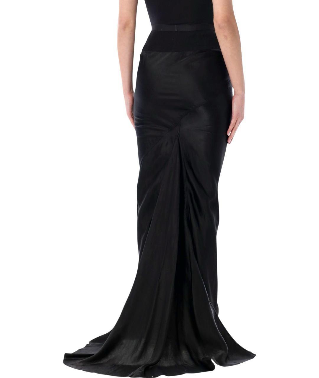 RICK OWENS Черная вискозная юбка макси, фото 2
