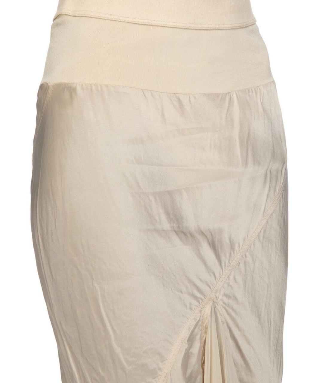 RICK OWENS Бежевая вискозная юбка миди, фото 3