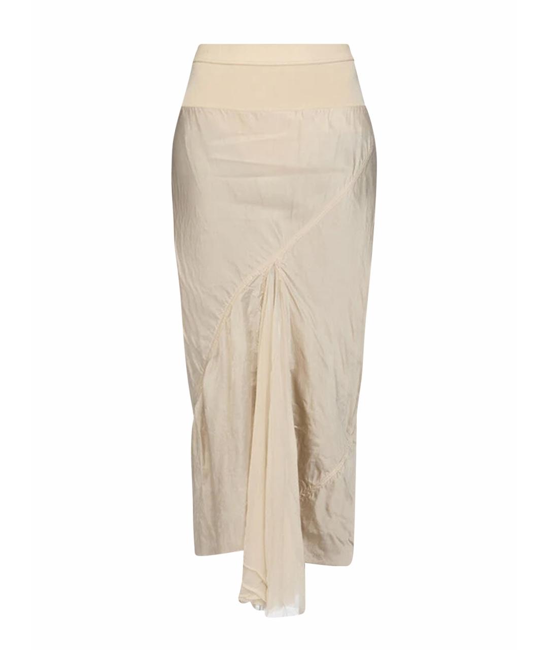 RICK OWENS Бежевая вискозная юбка миди, фото 1