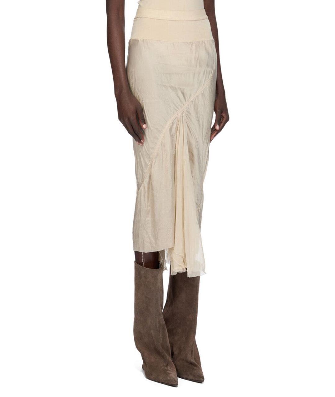 RICK OWENS Бежевая вискозная юбка миди, фото 6