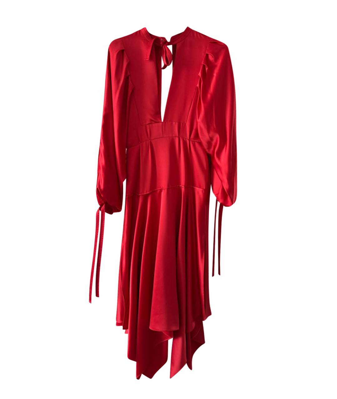 SELF-PORTRAIT Красное атласное вечернее платье, фото 6