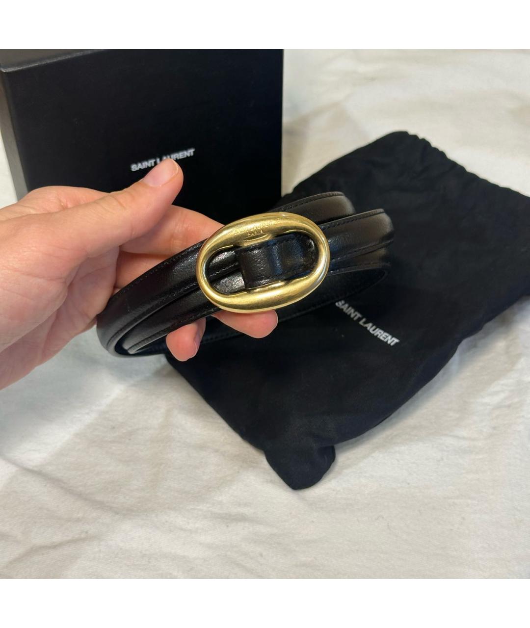 SAINT LAURENT Черный кожаный ремень, фото 4