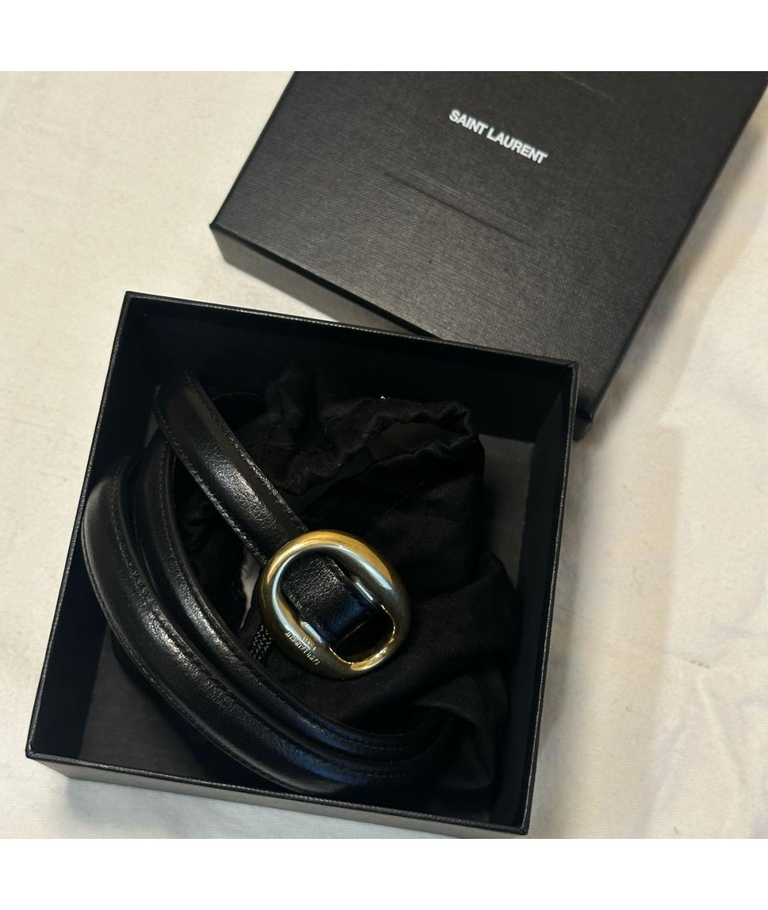 SAINT LAURENT Черный кожаный ремень, фото 3