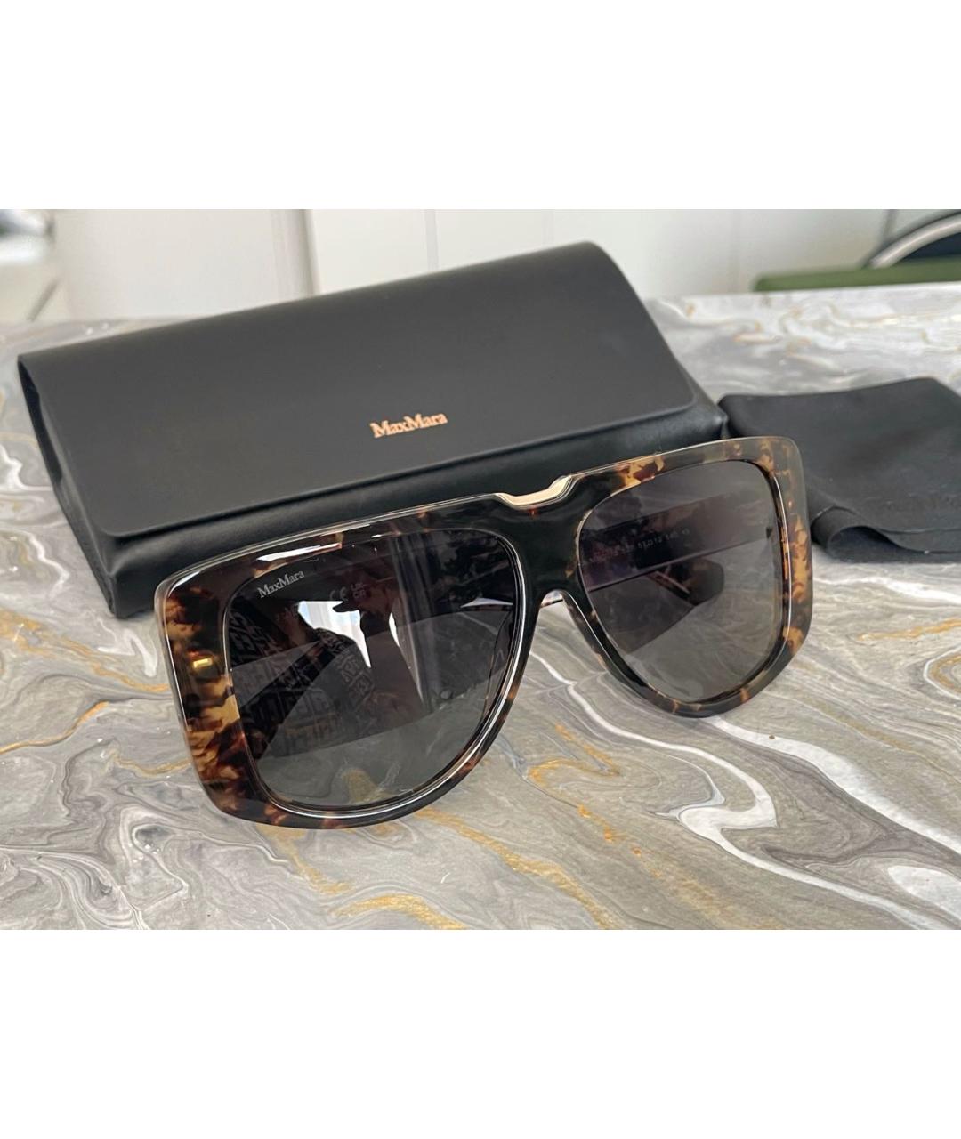MAX MARA Коричневые пластиковые солнцезащитные очки, фото 3