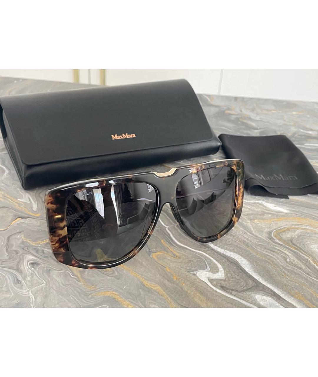 MAX MARA Коричневые пластиковые солнцезащитные очки, фото 2