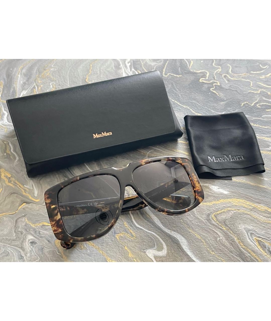 MAX MARA Коричневые пластиковые солнцезащитные очки, фото 7