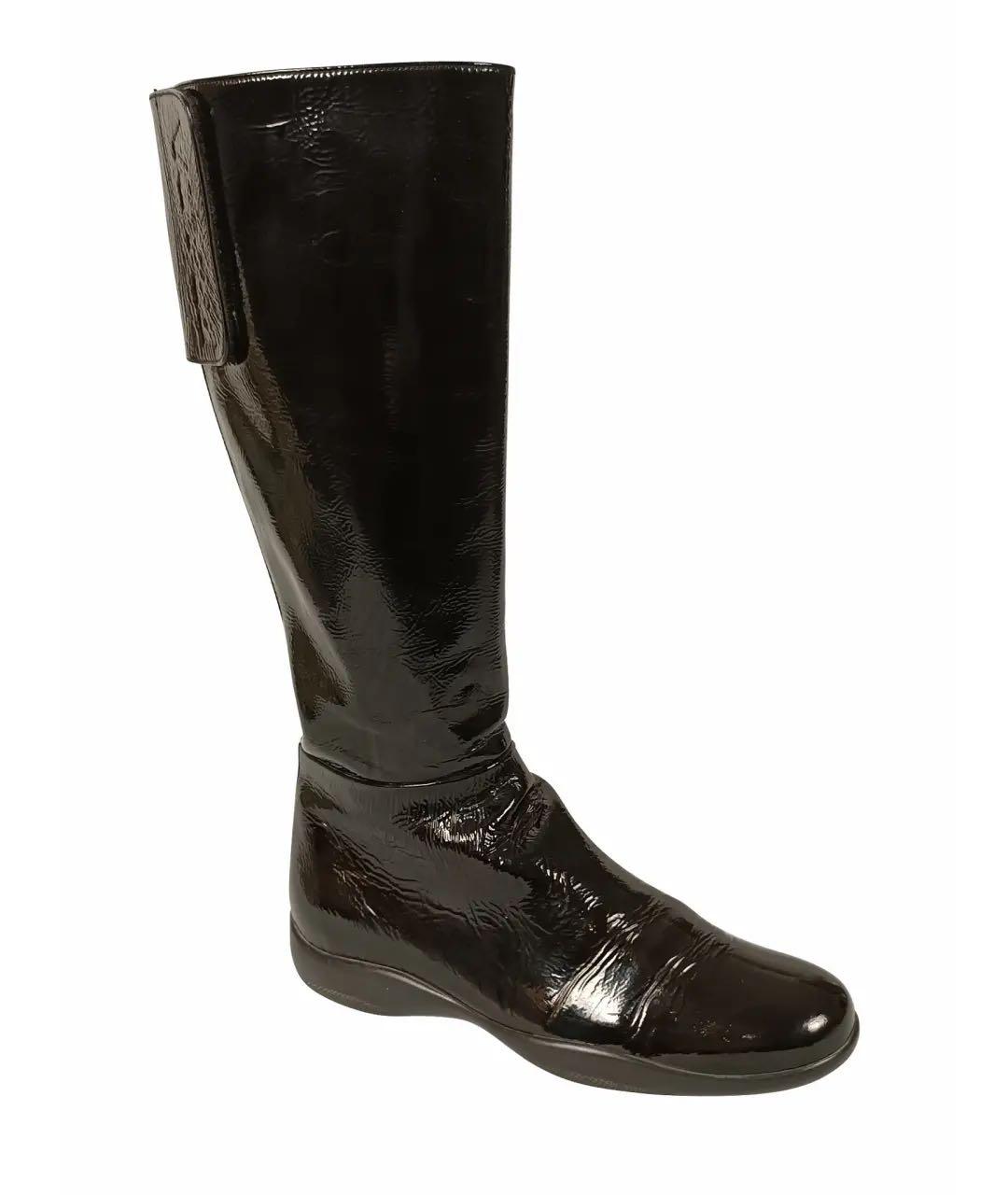 PRADA Черные сапоги из лакированной кожи, фото 1