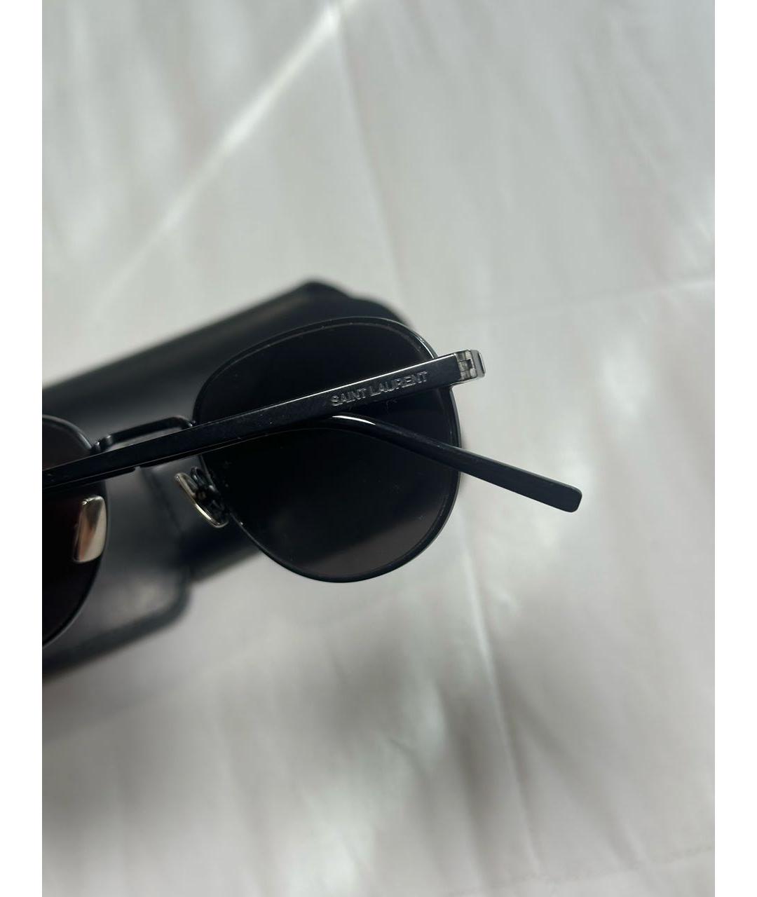 SAINT LAURENT Черные металлические солнцезащитные очки, фото 2