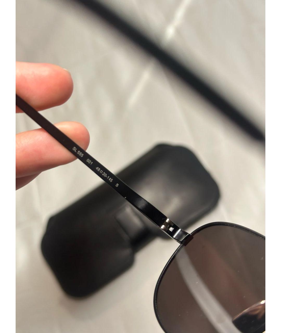 SAINT LAURENT Черные металлические солнцезащитные очки, фото 3