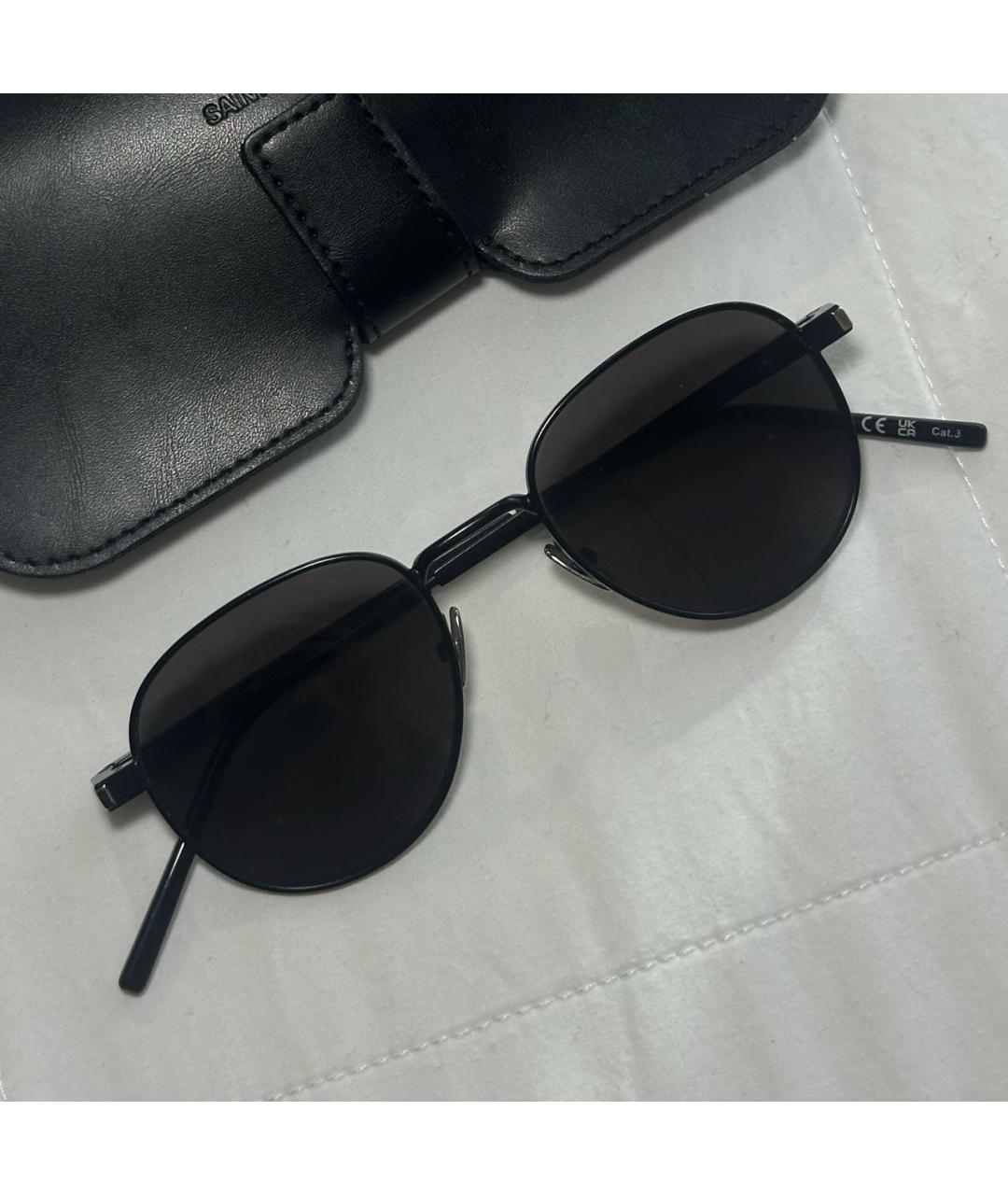 SAINT LAURENT Черные металлические солнцезащитные очки, фото 5