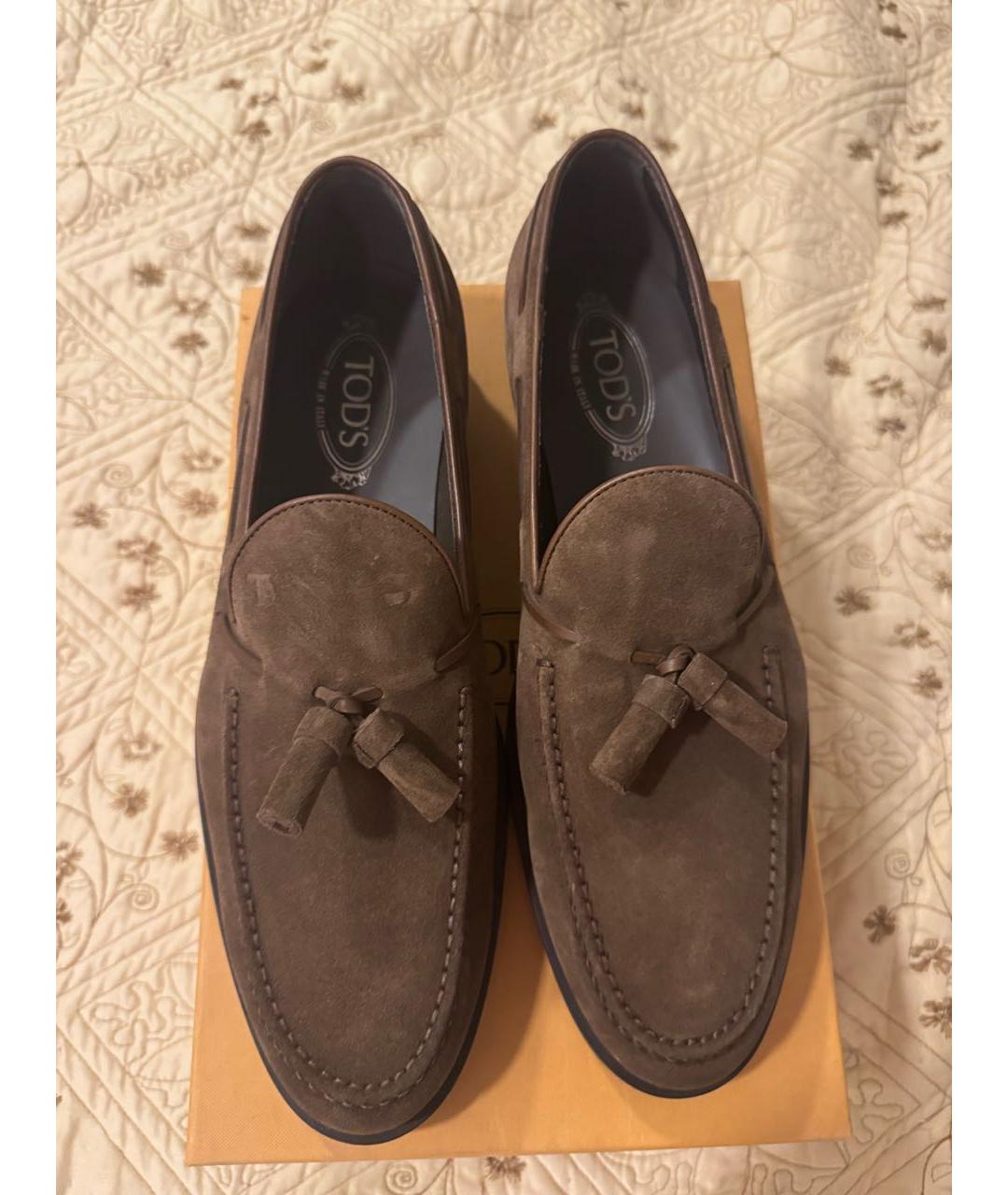 TOD'S Коричневые замшевые лоферы, фото 3