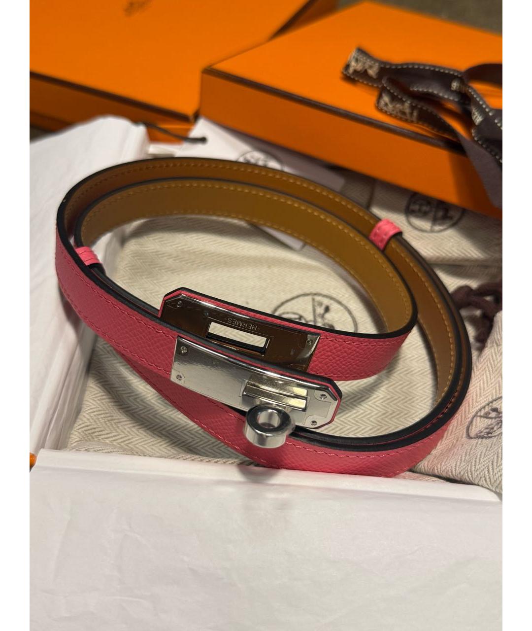 HERMES Розовый кожаный ремень, фото 3