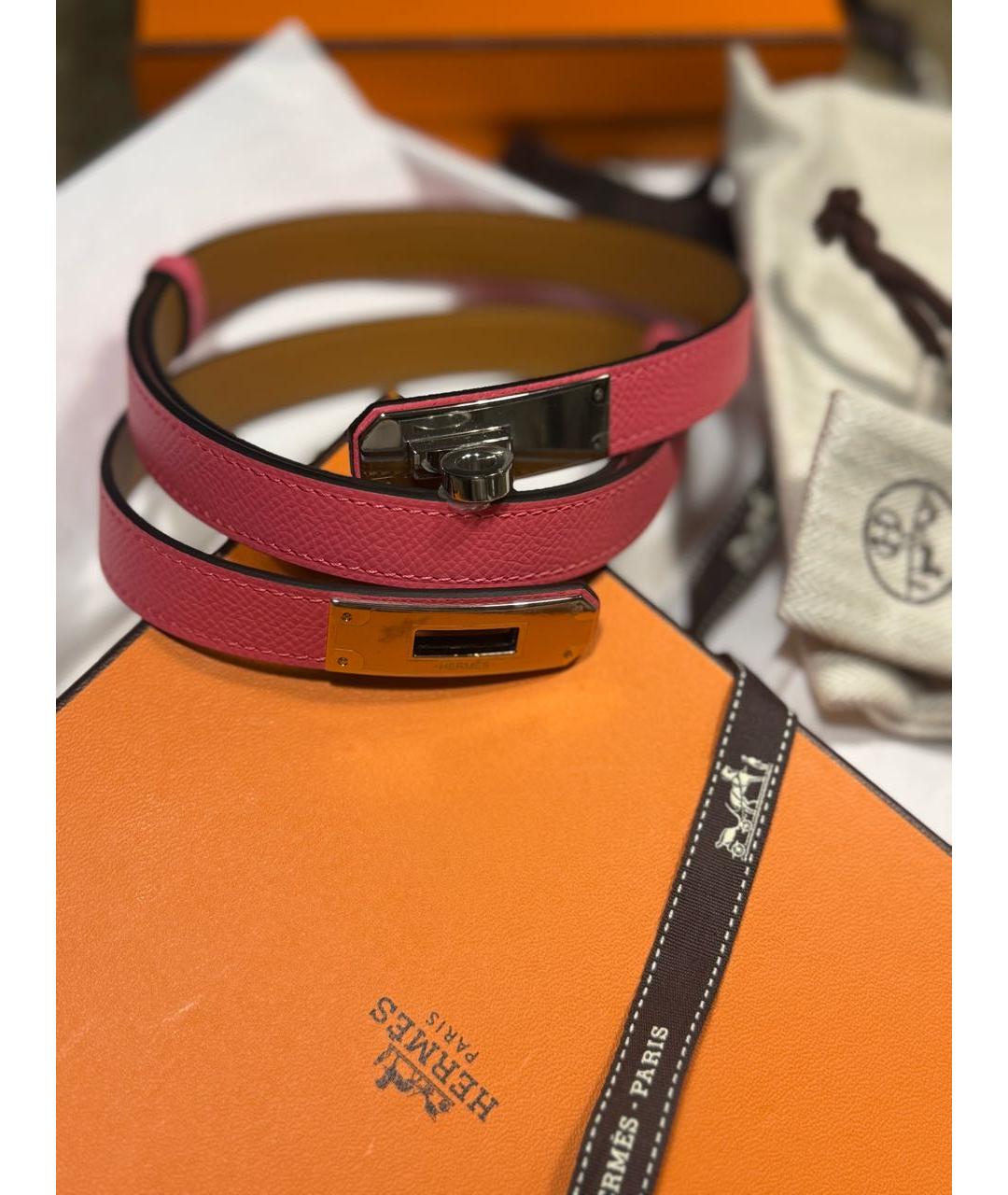 HERMES Розовый кожаный ремень, фото 2