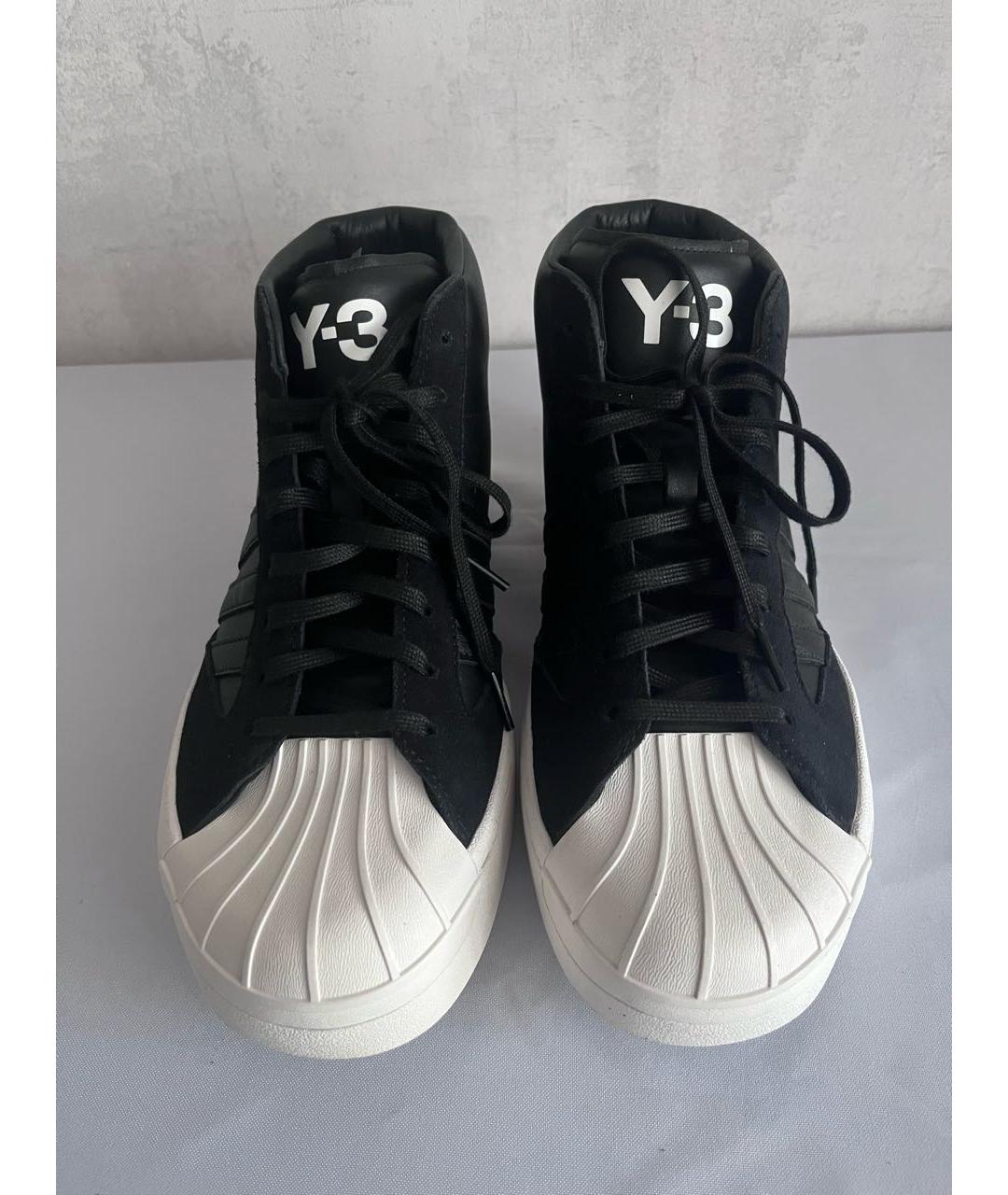 Y-3 Черные кожаные высокие кроссовки / кеды, фото 2