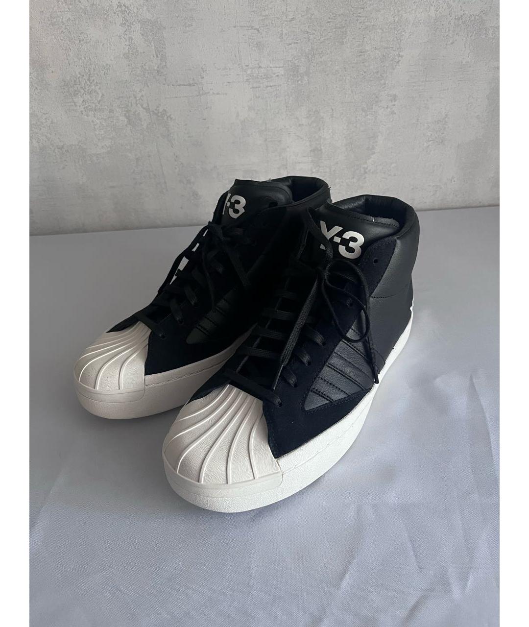 Y-3 Черные кожаные высокие кроссовки / кеды, фото 3