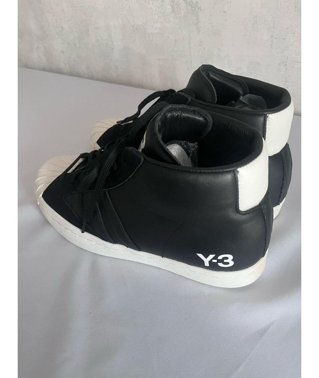 Y-3 Черные кожаные высокие кроссовки / кеды, фото 5