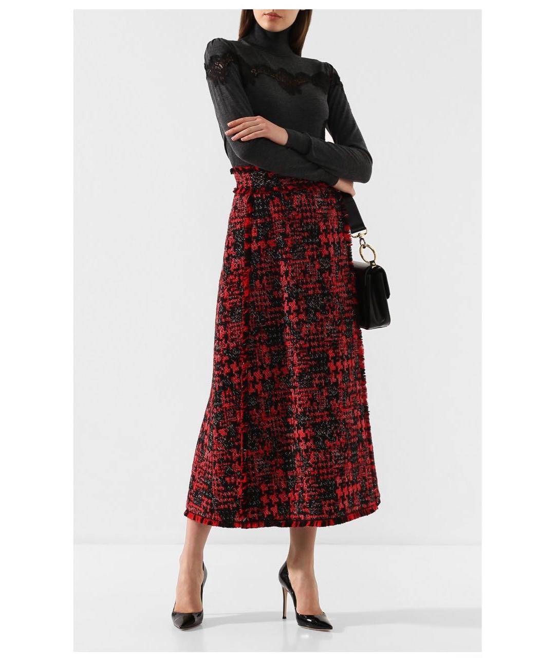 DOLCE&GABBANA Красная шерстяная юбка макси, фото 3