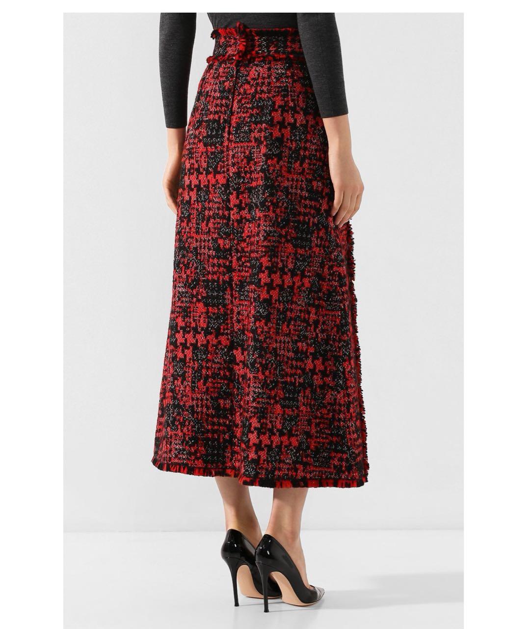 DOLCE&GABBANA Красная шерстяная юбка макси, фото 2